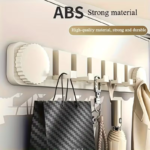 Modern Minimalist Floating Wall Rack with Retractable Hooks