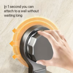 ⁦Drill-Free Aluminum Double Towel Rack with Hooks – Modern Gray⁩ - الصورة ⁦3⁩