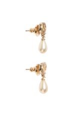 Valentino Garavani Ovalette earrings featuring gold-tone VLogo, Swarovski crystals, and pearl drops.