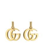 Pair of Gucci GG Marmont Mini Earrings featuring the iconic Double G logo in gold-tone brass
