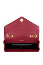 Front view of Saint Laurent Loulou Mini Shoulder Bag in black quilted lambskin leather.