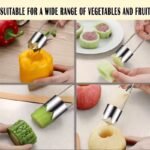 Red bell pepper with stainless steel seed remover tool inserted