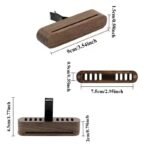 Round wooden car essential oil diffuser with magnetic lid and silicone-protected vent clip.