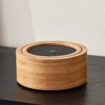 Round bamboo diffuser with blue LED light emitting mist