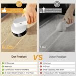 Handheld electric fabric shaver with six stainless steel blades and ergonomic grip for lint removal.