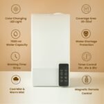 Large white electrical aroma humidifier with remote control, 38.5cm height.