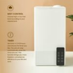 Large white electrical aroma humidifier with remote control, 38.5cm height.