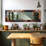 Large 59-inch rectangular tempered glass mirror with custom HD UV print and steel hangers.