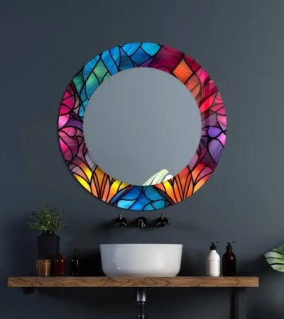 Premium 39.3-inch tempered glass wall mirror with HD UV printed frame