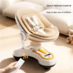 Multi-functional 2-in-1 baby rocker and bouncer with remote control and safety harness.