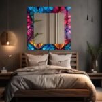 Premium 39.3 inch tempered glass wall mirror with HD UV printed frame