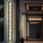 Long black rectangular IP65 waterproof LED wall lamp for outdoor villa lighting.