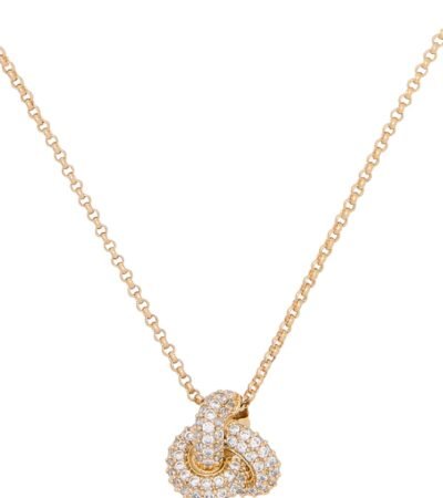 Close-up of Kate Spade Double Knot Pave Pendant with cubic zirconia stones