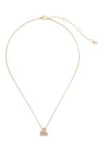Close-up of Kate Spade Double Knot Pave Pendant with cubic zirconia stones