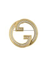 Gucci Blondie Crystal Brooch in gold-toned brass with interlocking logo design