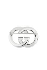 Gucci Silver Crystal Brooch with square silhouette and silver-toned brass finish
