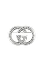 Gucci Silver Crystal Brooch with square silhouette and silver-toned brass finish