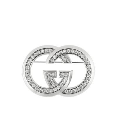 Gucci Silver Crystal Brooch with square silhouette and silver-toned brass finish