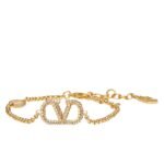 Valentino Garavani gold-tone VLogo bracelet with Swarovski crystals