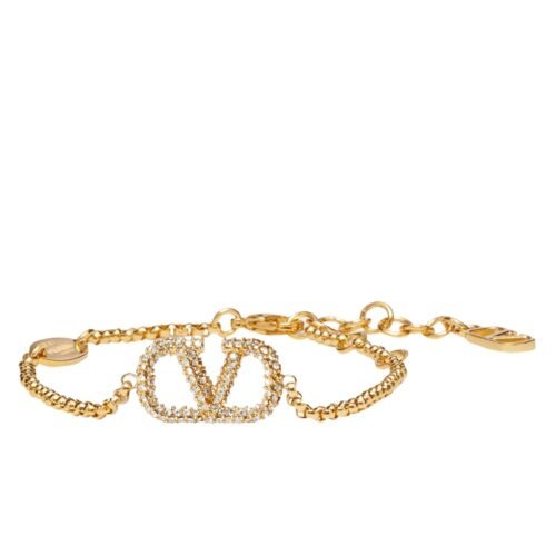 Valentino Garavani gold-tone VLogo bracelet with Swarovski crystals