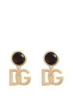 Front view of gold Dolce & Gabbana DG logo clip-on earrings