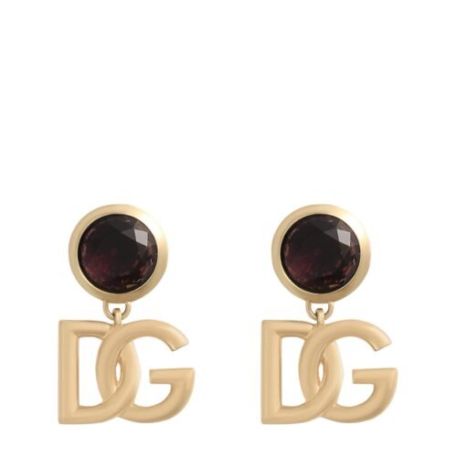 Front view of gold Dolce & Gabbana DG logo clip-on earrings