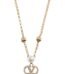 The Valentino Garavani VLogo Signature necklace featuring a pearl and Swarovski crystal pendant on a gold-tone chain.
