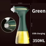 350ml electric oil sprayer bottle for cooking with silicone pump and fine mist nozzle.