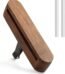 Round wooden car essential oil diffuser with magnetic lid and silicone-protected vent clip.
