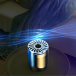 Compact natural solid car aromatherapy. Air freshener mounted on a car air vent