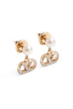 Valentino Garavani VLogo Signature earrings featuring pearls and Swarovski crystals on gold-tone metal.