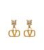 Pair of Valentino Garavani VLogo earrings in 18kt gold-plated brass with Swarovski crystal studs.