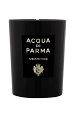 Acqua di Parma Osmanthus candle in a luxury black glass jar with gold lettering.