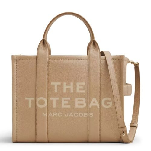 Marc Jacobs The small tote bag in camel full-grain leather with top handles.