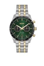 Front view of BOSS Tourmaster Two-Tone Bracelet Watch in stainless steel