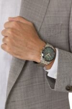 Front view of BOSS Tourmaster Two-Tone Bracelet Watch in stainless steel