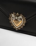 Small black satin Dolce & Gabbana Devotion bag with pearl-inlaid heart logo