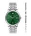 Emporio Armani men's watch and bracelet gift set featuring a green sunray dial.