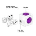 Orchid Purple PowerCube Rewirable with four interchangeable international travel plugs.
