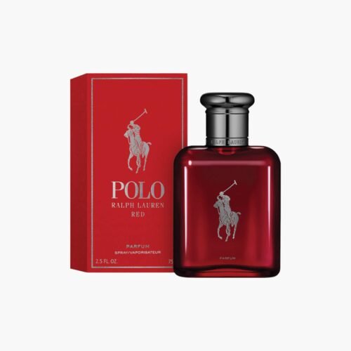 75ml sleek red bottle of Ralph Lauren Polo Red EDP for men with a woody scent profile.