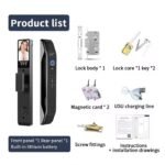 smart door lock featuring 3D face recognition, fingerprint sensor, and built-in camera.