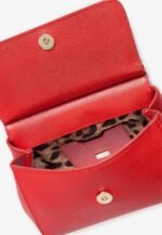 Small red Dolce & Gabbana Miss Sicily bag in textured Dauphine leather with gold hardware.