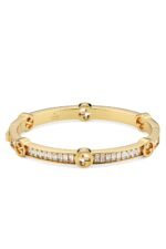 Gucci Blondie Crystal Bangle Bracelet in gold-toned brass with interlocking G logo.