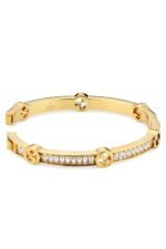 Gucci Blondie Crystal Bangle Bracelet in gold-toned brass with interlocking G logo.