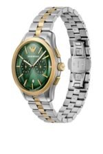 Emporio Armani Mario silver stainless steel men's chronograph watch.