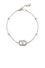 Valentino Garavani VLogo Signature bracelet with pearls and Swarovski crystals in rhodium-tone metal.