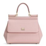 Front view of Dolce & Gabbana Medium Sicily Handbag in black Dauphine calfskin