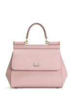 Front view of Dolce & Gabbana Medium Sicily Handbag in black Dauphine calfskin