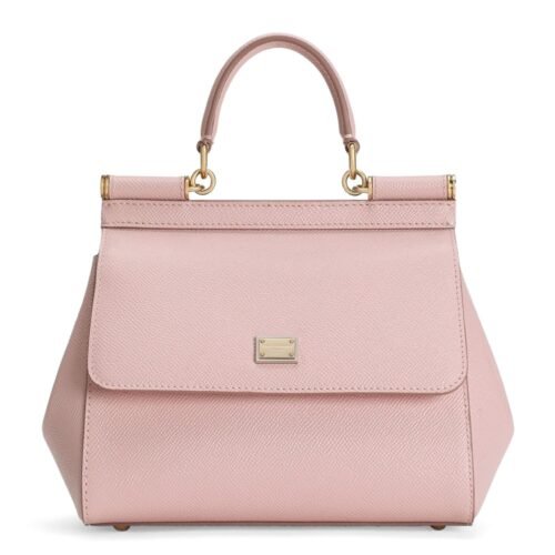 Front view of Dolce & Gabbana Medium Sicily Handbag in black Dauphine calfskin