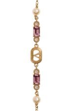 Valentino Garavani Ovalette bracelet in gold-finish metal with pearls and Swarovski crystals.